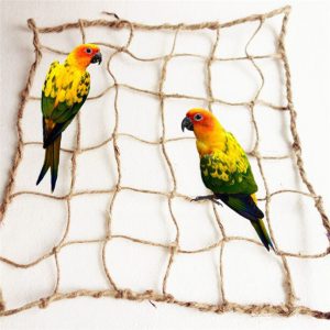 اسباب بازی پرندگان پرنده چوبی طناب کنفی مهره طبیعی آویز ریسمان